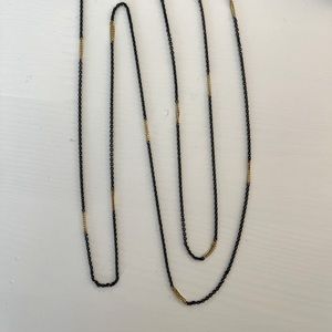 Amali 18k and oxidized silver station 36” necklace